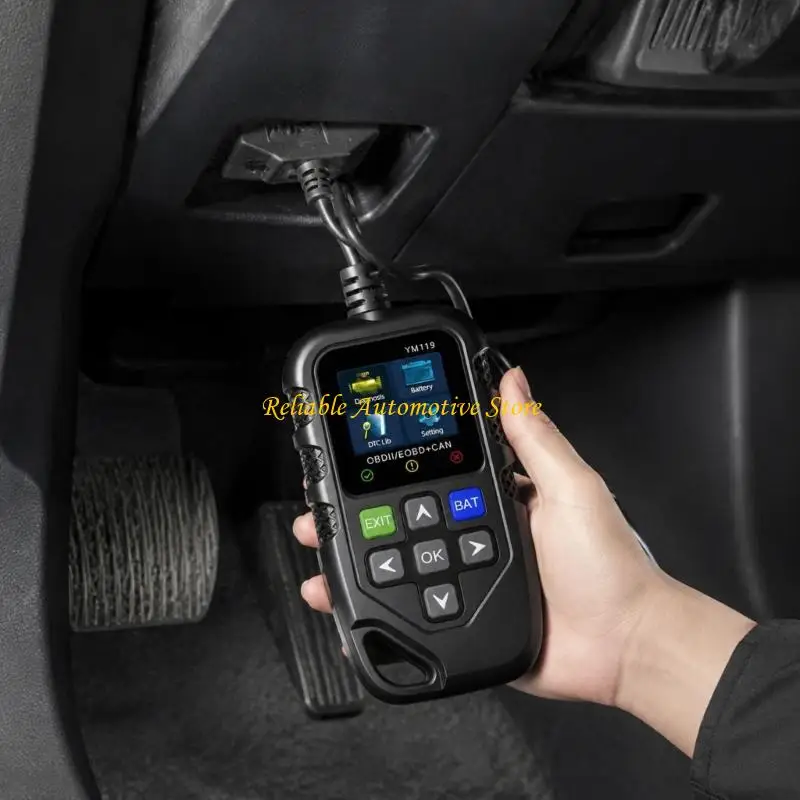 M68B Engine Fault Diagnostic Tool with Color Display and Front Physical Controls, Handheld Automotive Unit for Reading Stored