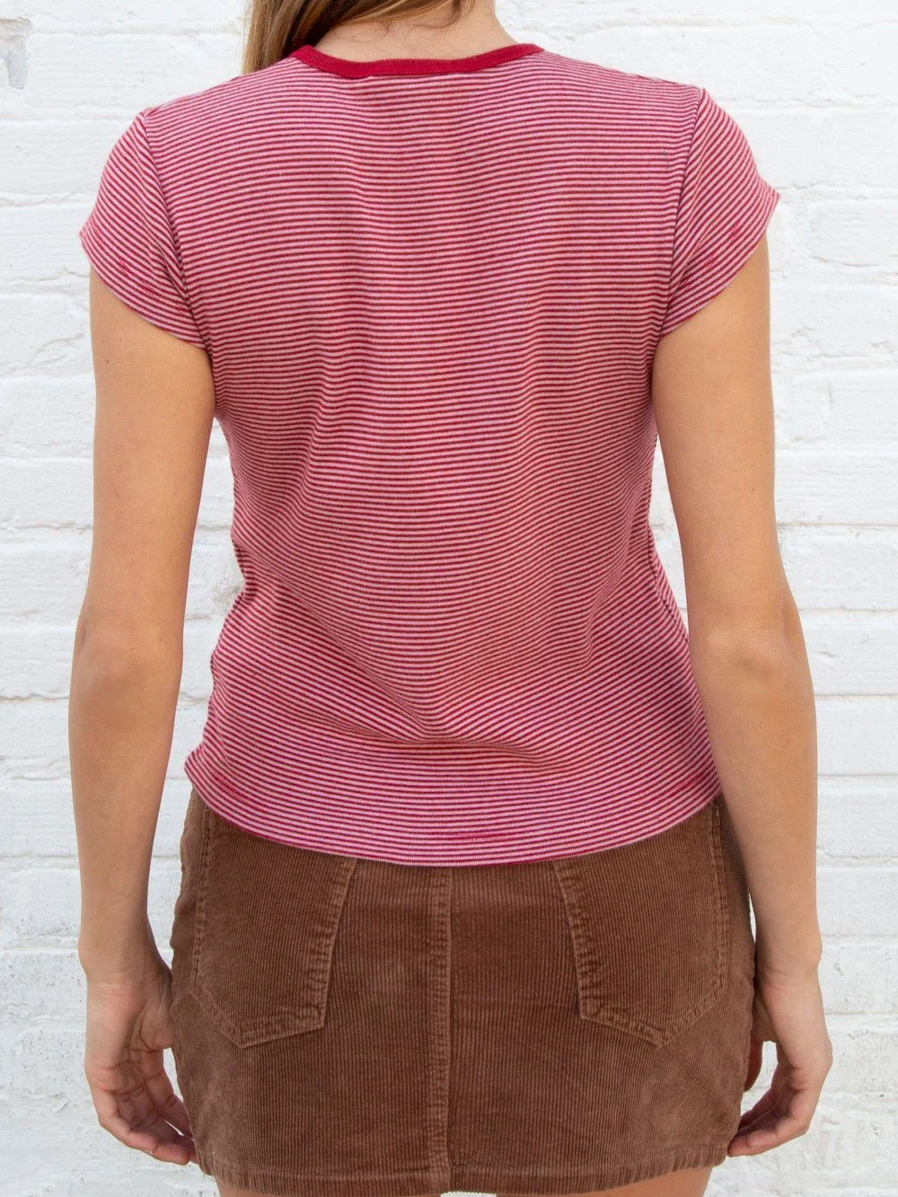 Red Stripes Slim T Shirt Women 2023 Summer Short Sleeve Round Neck Patchwork Cotton Tee Shirt Femme Harajuku Casual Y2K Tops
