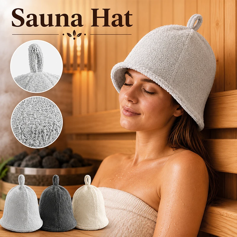 Cotton Terry Cloth Sauna Hat Wide Brim Double Layer Bucket Hat Unisex Steam Bathhouse Bathing Hair Cap Traditional Design