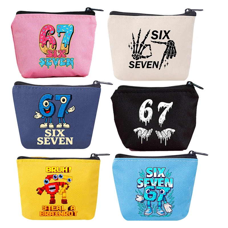 

Funny 67 Six Seven Coin Purse Wallet Kawaii Cartoon Portable Money Coin Storage Bag Cute Mini Card Purse Key Organiser Xmas Gift