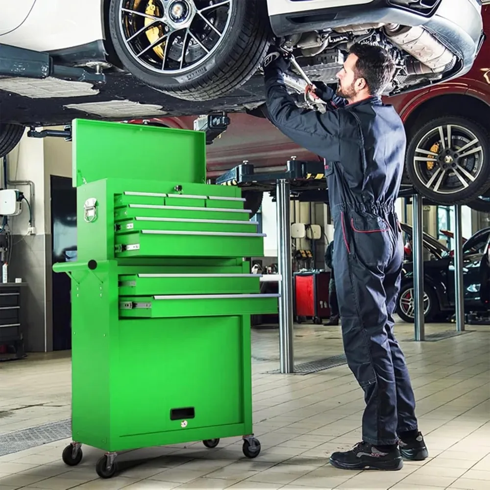 8 Drawers Rolling Tool Chest - Tool Box Organizer with Wheels and Drawers, Detachable Storage Cabinet with Lock for Garage Works