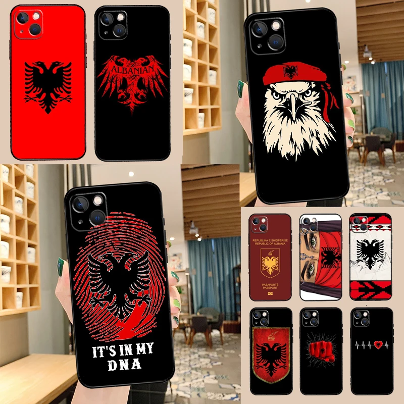 Albania Albanians Flag Phone Case For iPhone 11 12 13 14 15 16 Pro MAX 12 13 Mini X XR XS Max Plus Cover Coque