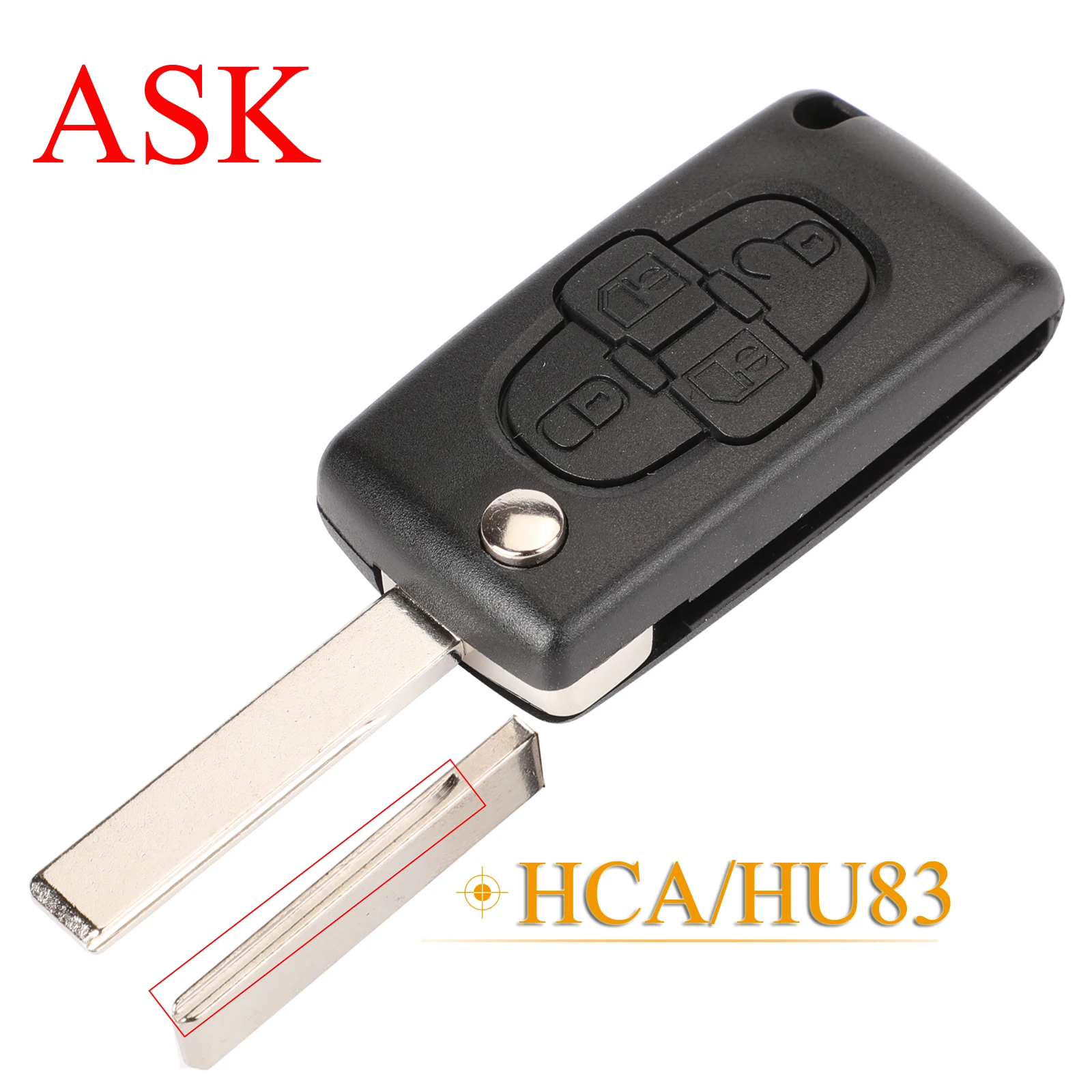 Jingyuqin 4-Tasten-Fernbedienungs-Klappschlüssel mit Leiterplatte 433Mhz für Peugeot 1007 für Citroen C8 VA2/HU82 Klinge CE0523