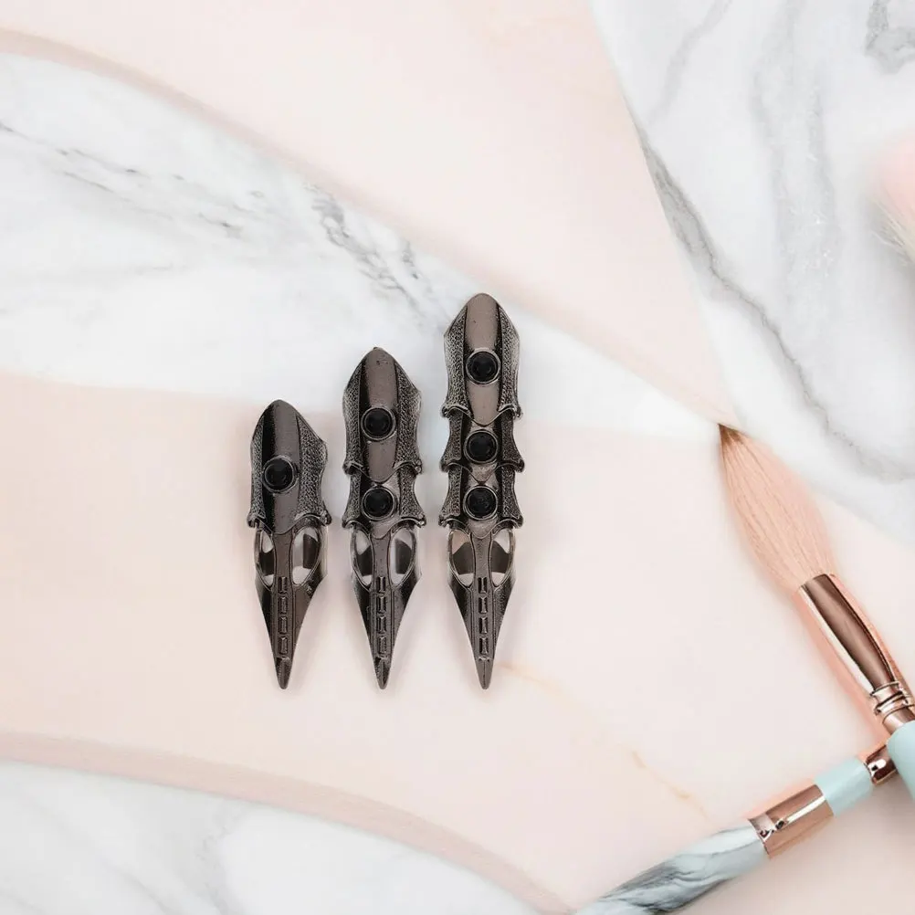 1 Juego de anillo de guante de dedo largo: pulsera de mano ajustable, anillos de unión de aleación Punk para hombres y mujeres, joyería gótica para Cosplay