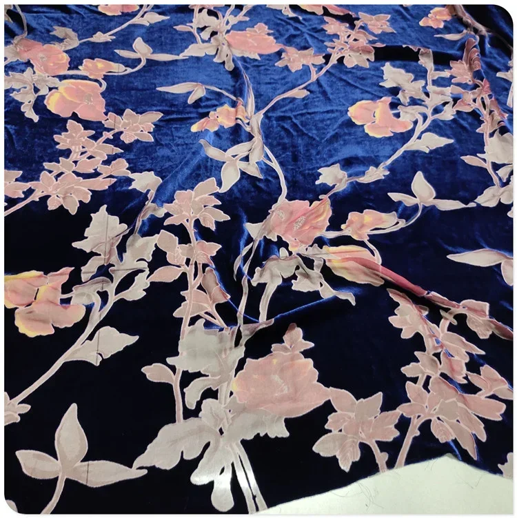 Hollow Silk Velvet Mulberry Silk Base Cotton Velvet Fabric for Dresses, Qipao, Shirts, Short Sleeves, and Shawls