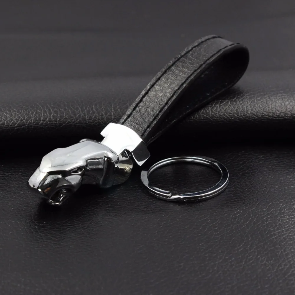 Men Leather Keychain Gifts Jaguar Car Key Chain Stainless Key ring Metal Keychains Men Jewelry