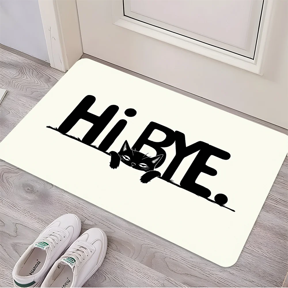

1 шт. Привет. Прощай. Коврик для прихожей с изображением кошки, нескользящий, впитывающий, из микрофибры, для ванной, спальни, декора в стиле фермерского дома