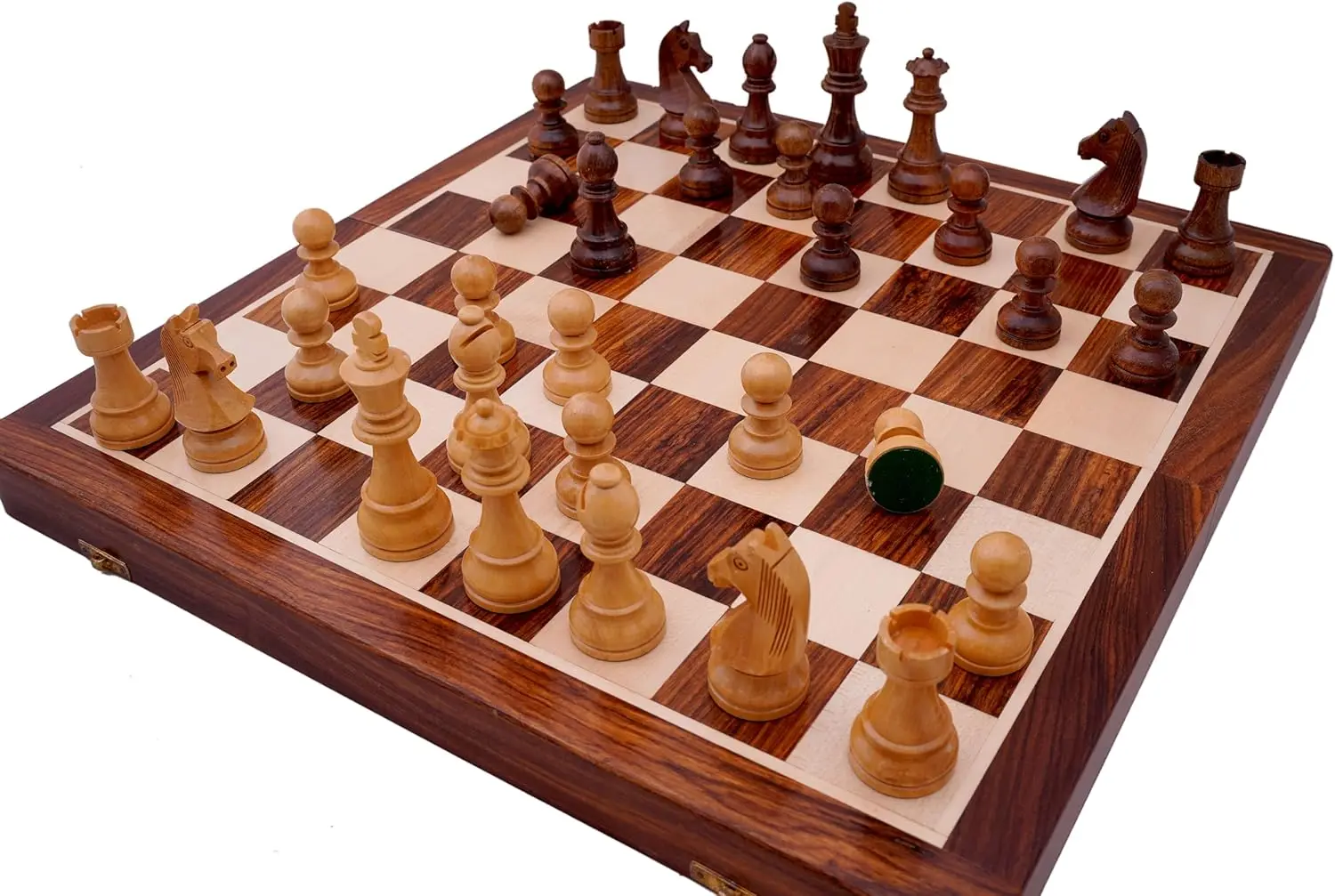 Set, Premium Quality, Handcrafted Rosewood Unique Chess Board Set, Foldable Secure Storage for Magnetic Pieces with