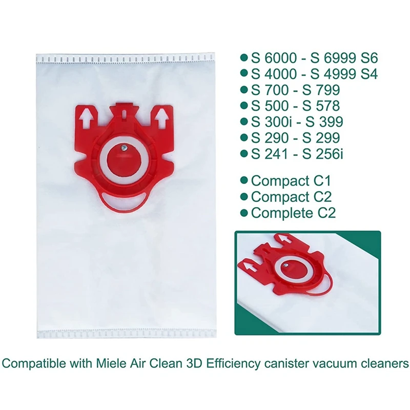 밀레 FJM 진공 백, 에어클린 3D 효율 진공 청소기용, 모터 필터 4 쌍 포함, 12 팩