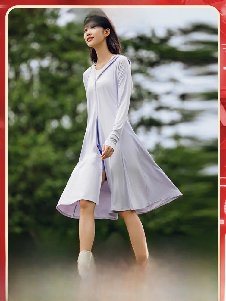 

Женская длинная солнцезащитная одежда Banana Le из ледяного шелка: полное покрытие тела, ощущение прохлады, легкость, воздухопроницаемость, модный дизайн