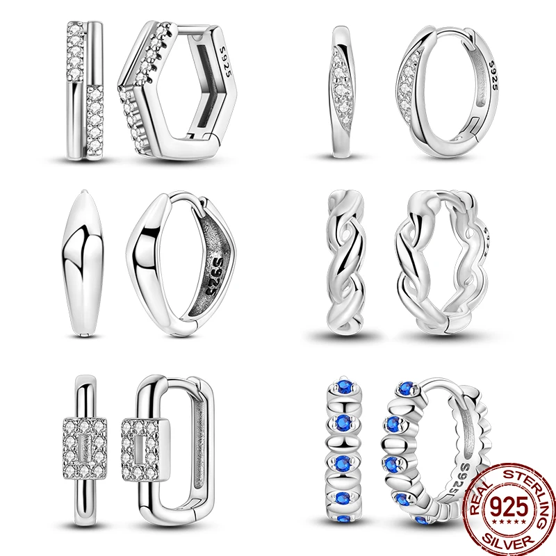 

Real 925 Sterling Silver Classic Shape U Simple Hoop Earrings For Women Wedding For Girlfriend Birthday Gift Jelwery