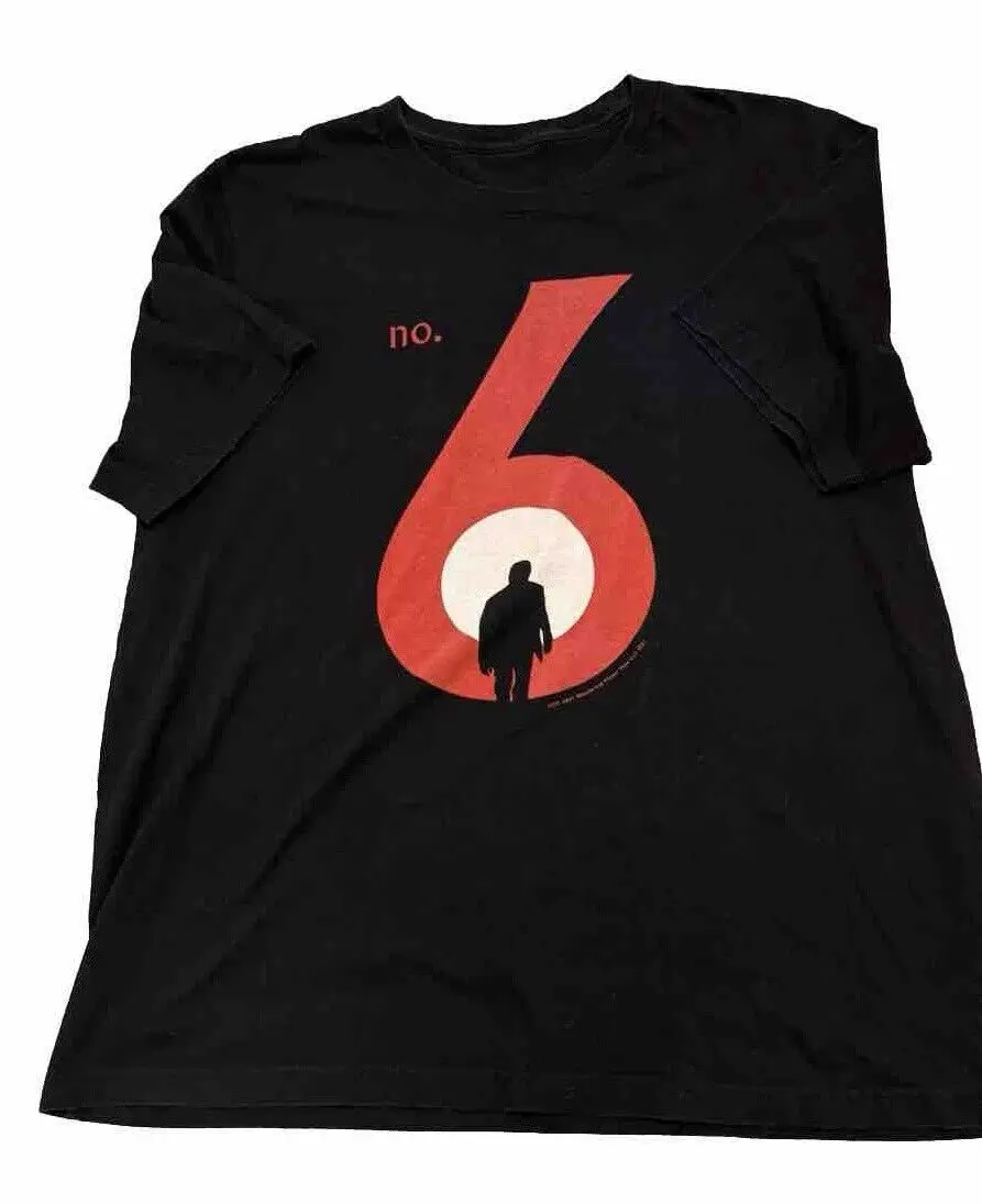 The Prisoner Number 6 Promo T Shirt TV 60's McGoohan Black L World Ship WPT Rare