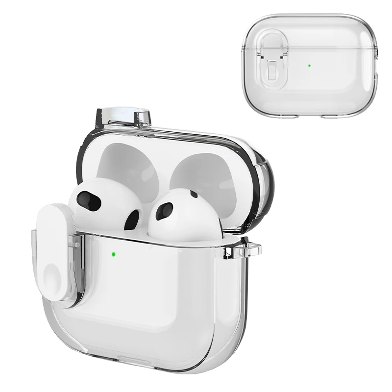 Capa de fone de ouvido bluetooth sem fio de cristal transparente para airpods 4 pro 2 3 2 e 1 capa tpu transparente interruptor caixa de bloqueio capa com gancho