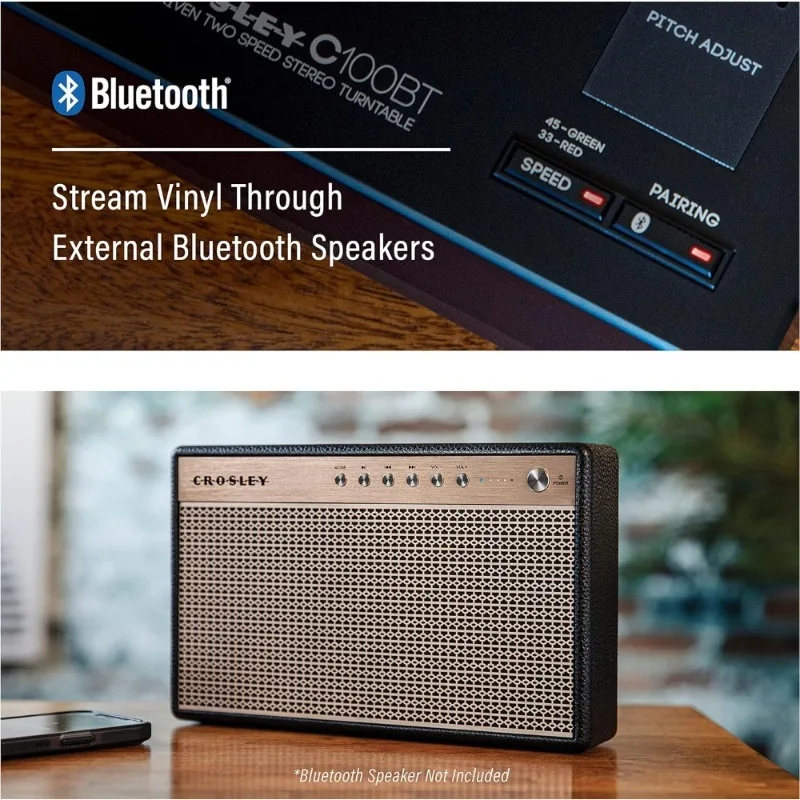 Belt Drive Bluetooth Turntable Vinyl Record Player with Adjustable Counterbalance