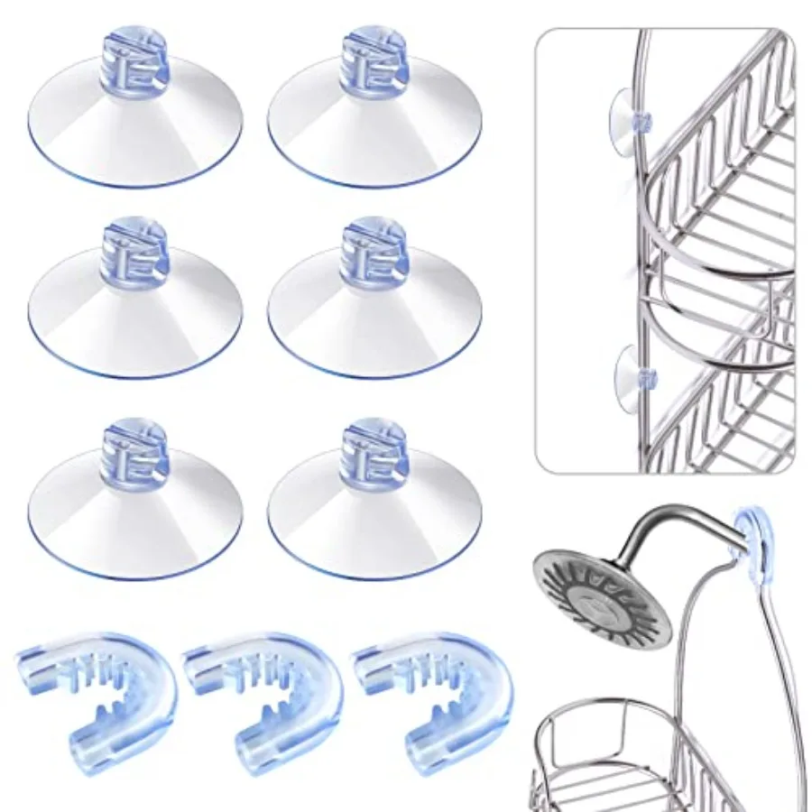 

6 Pieces Bathroom Shower Caddy Connectors Shower Caddie Easy to Attach with 3 Pieces Rubber Rings Bathroom Decor and Replacemen