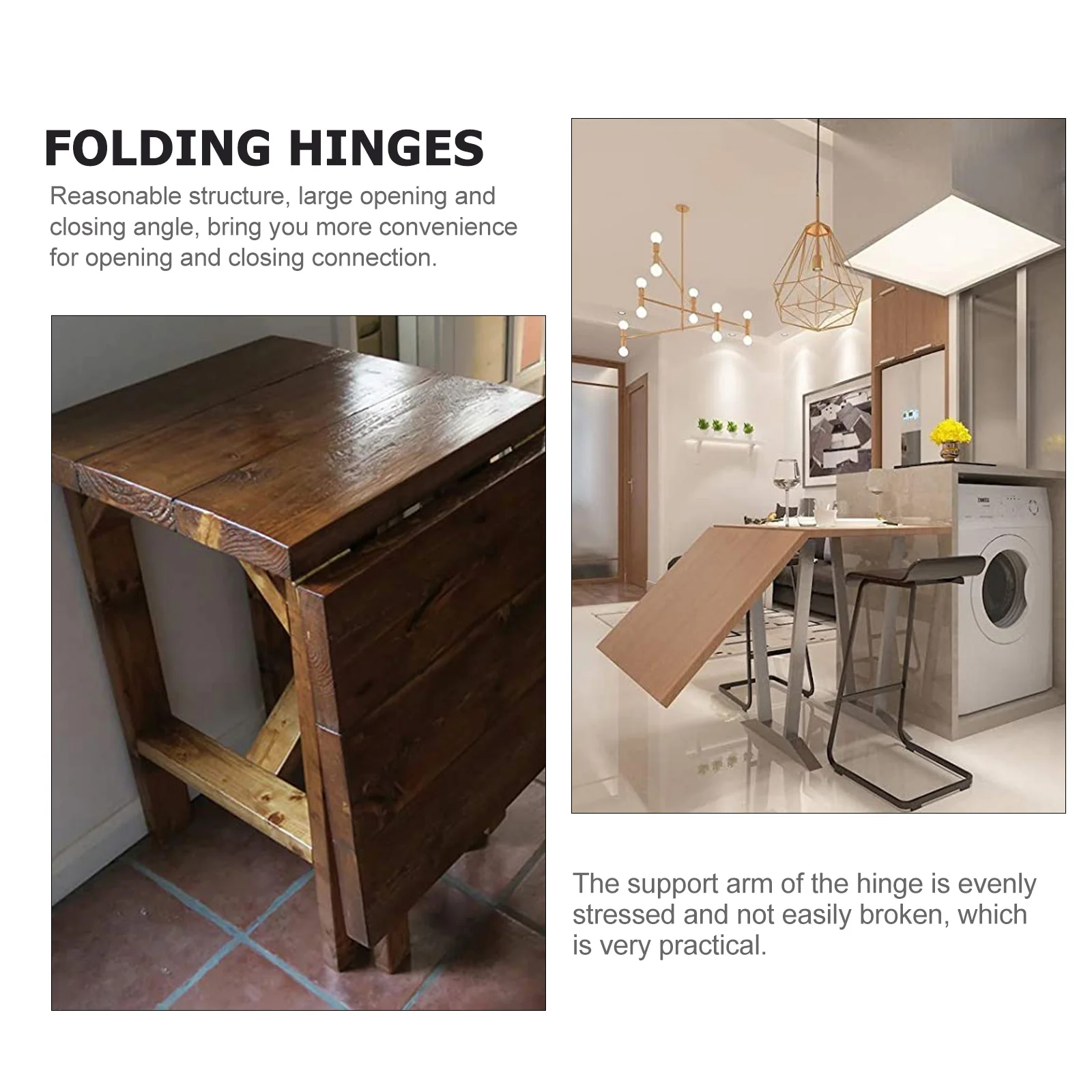 

2pcs Zinc Alloy Folding Hinges Heavy Duty Cabinet Door 90 Degree Concealed Table Drop Down Hinge For Wooden Furniture Gate Shelf