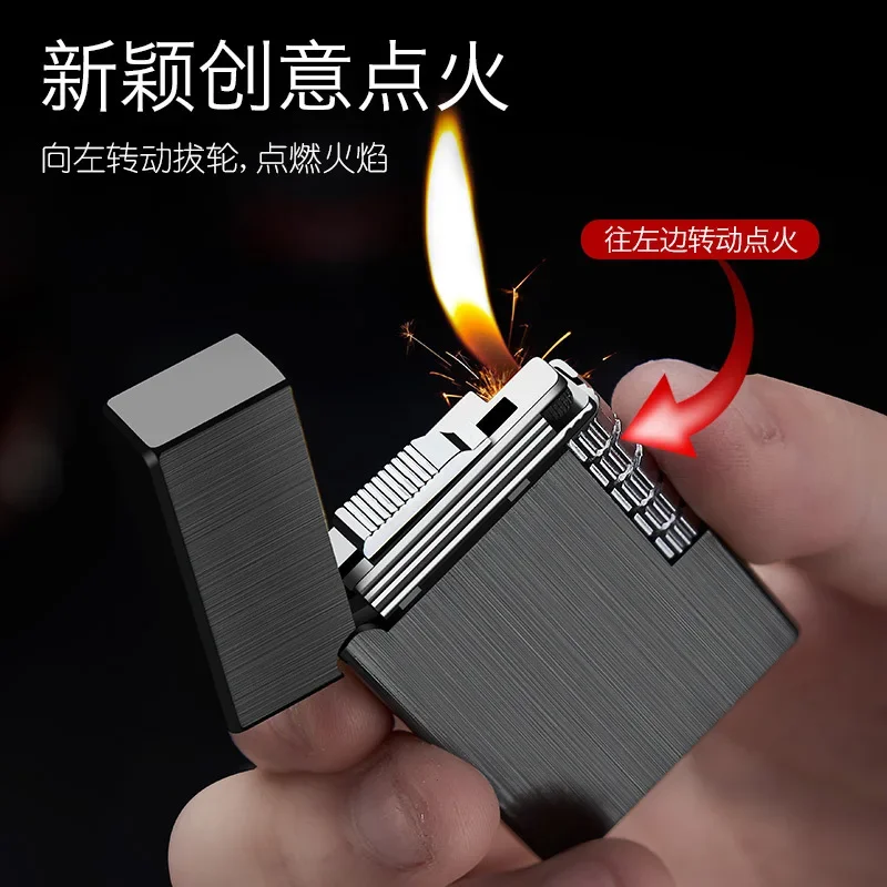 2024 Creative Metal Skull Bright Sound Refillable Gas Lighters Grinding Wheel Flint Tobacco Lighters Men Smoker Gift