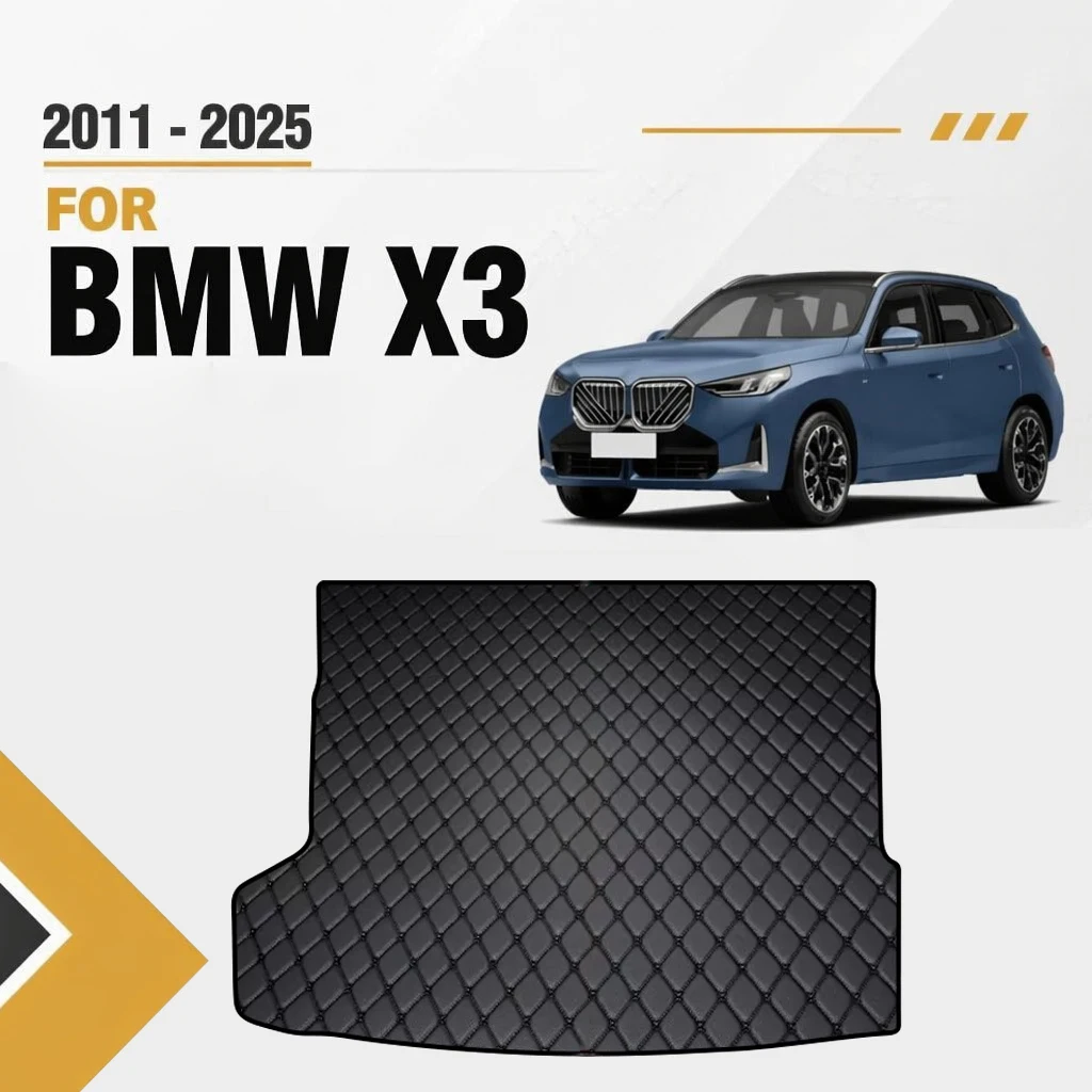 Protector de Maletero para BMW X3 2011-2025, Ajuste Personalizado, Alfombra de Maletero para Todo Clima, Costuras de Diamante, Color Negro, Protector de Equipaje