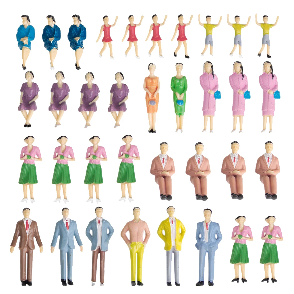 50 Pieces Painted Model Train Passenger People Figures Scale 1:30