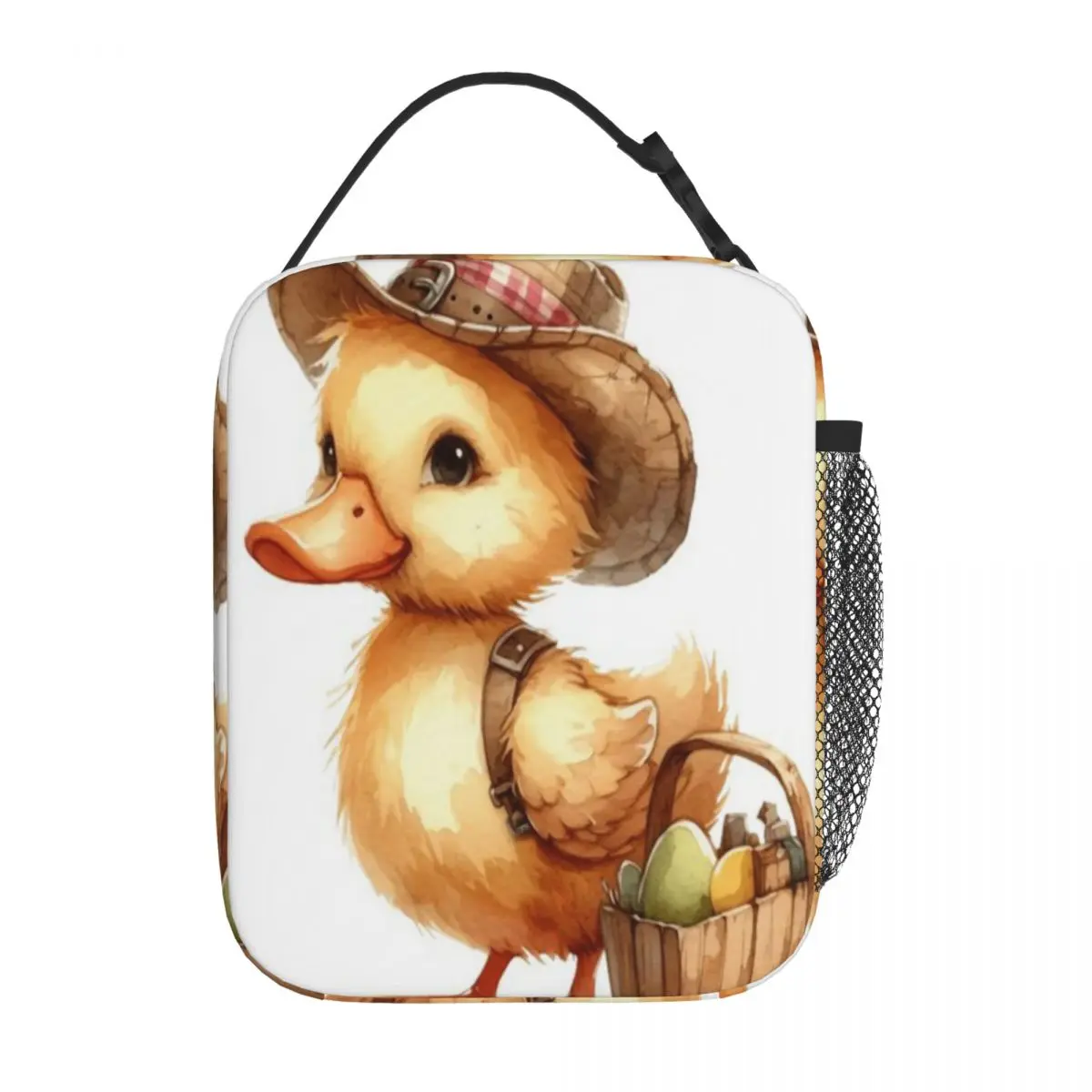 Bestselling Cute Baby Duckling Whimsical Illustration With Basket Modern Lunch Bag Workday Snack School Lunch Bag