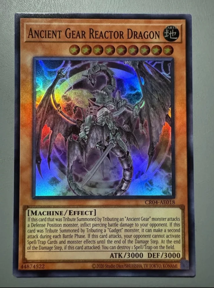 

Yugioh KONAMI Duel Monsters CR04-AE018 Ancient Gear Reactor Dragon Super Rare Asian English Collection Mint Card