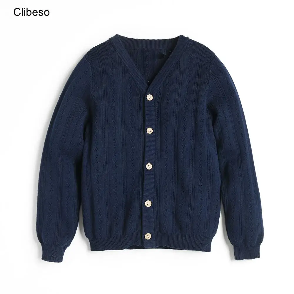 2024 Knitted Cardigan for Kids Sweater Spring Children Clothes Unisex Boys Girls Single-Breasted Knit Sweaters Knitting Outfits