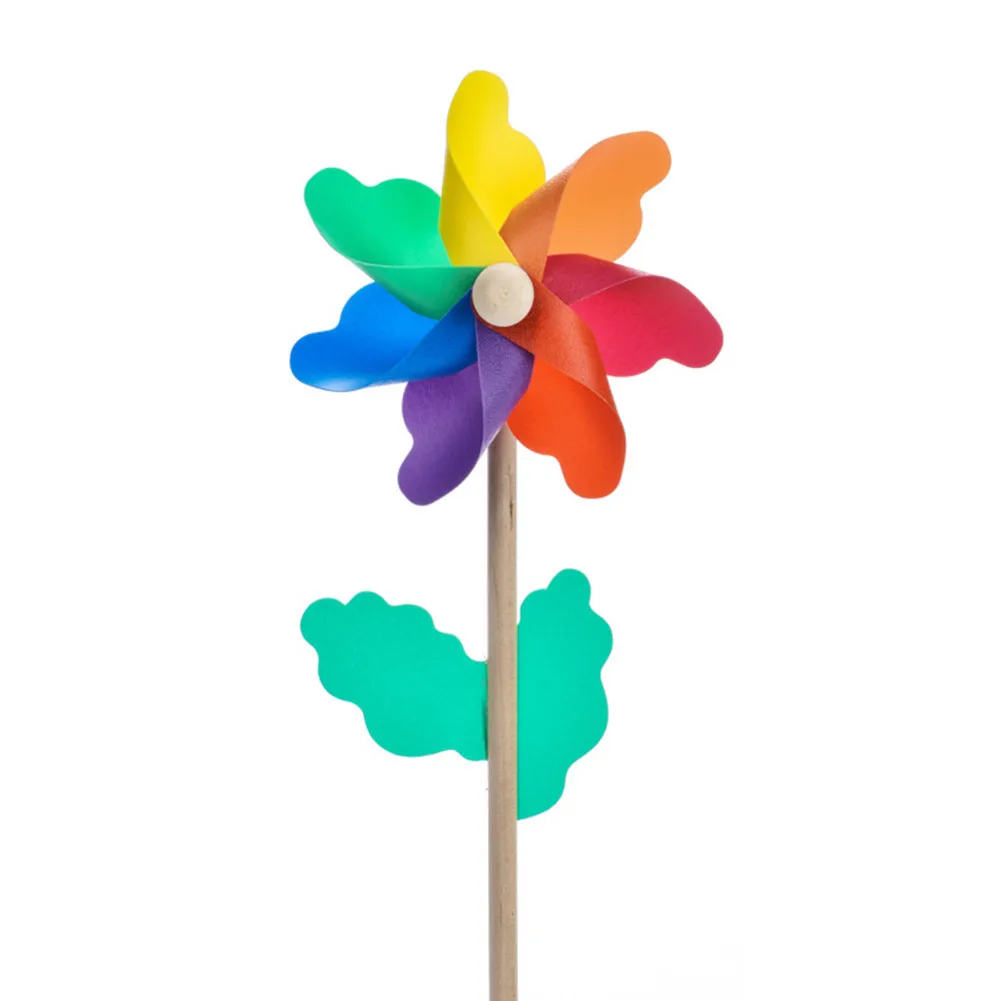 Colorful Windmills Wedding Outdoor Venue Arrangement Decoation Wooden Pole Windmills Suitable For Home Garden Yard Party Decor