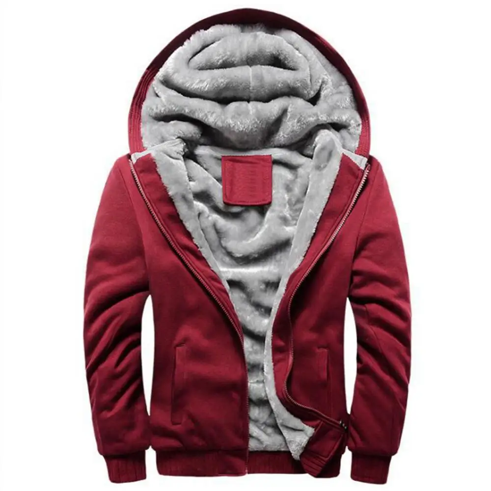 Men Hooded Coat Long Sleeve Pocket Zip Up Outwear Jacket chaquetas para mujeres