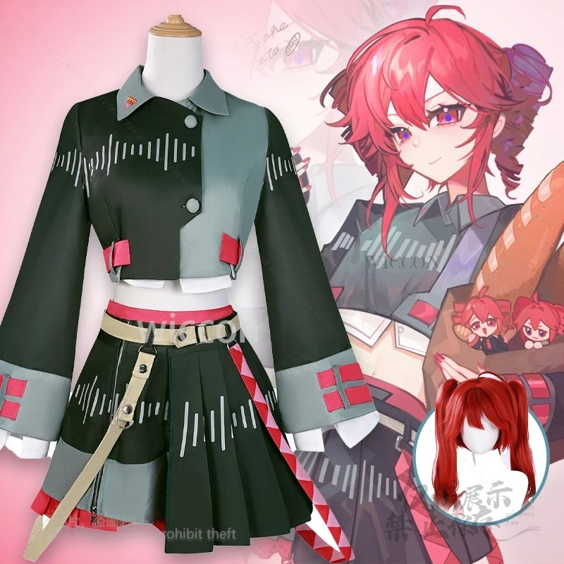 Аниме UTAU Teto Voicebank Косплей Костюм Игра AI Персонаж Наряд Хэллоуин Униформа Красные Волосы Twin Drills Стиль
