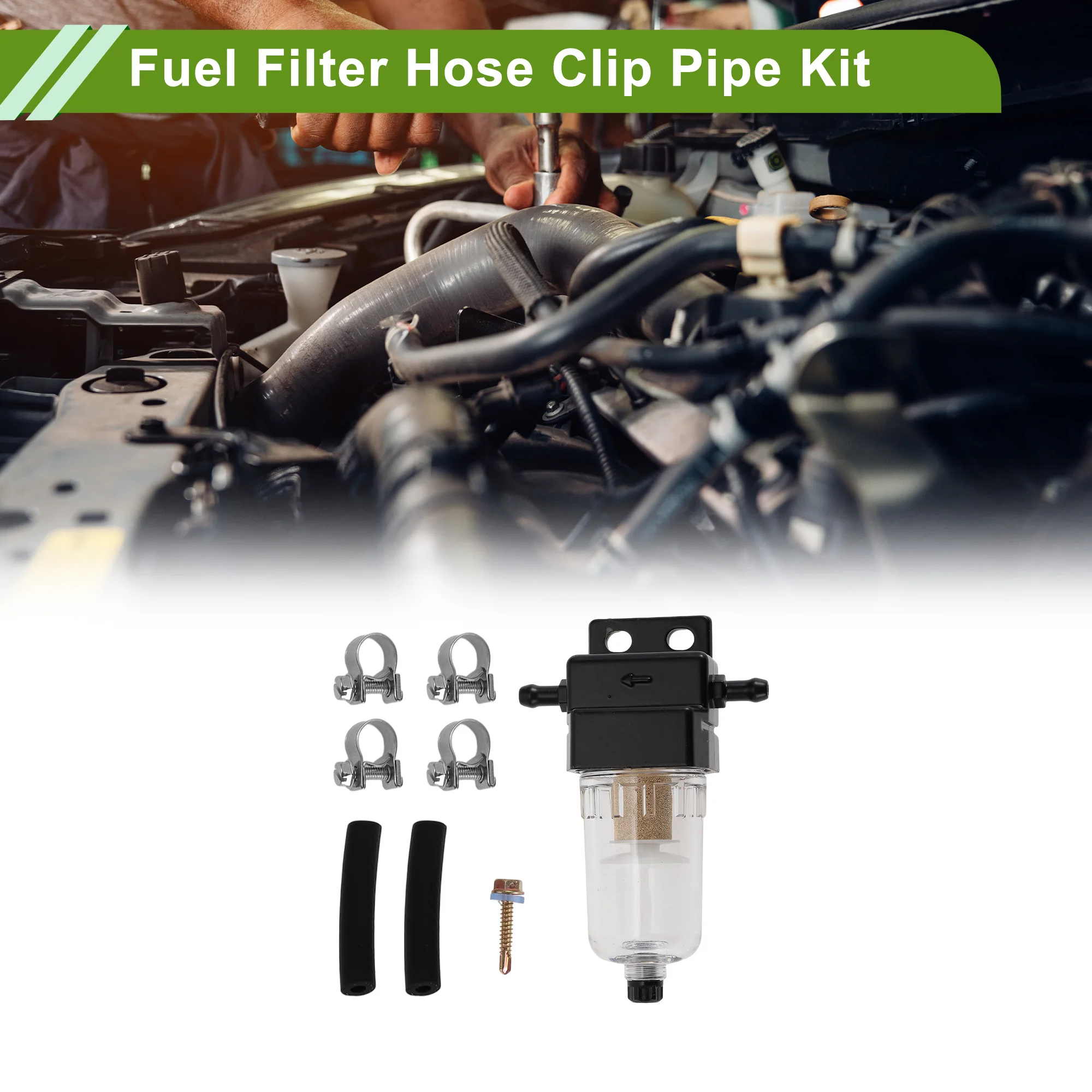 

UXCELL Fuel Water Separator Kit Fuel Filte Element Hoses Clamps w/ Clips for Car Truck