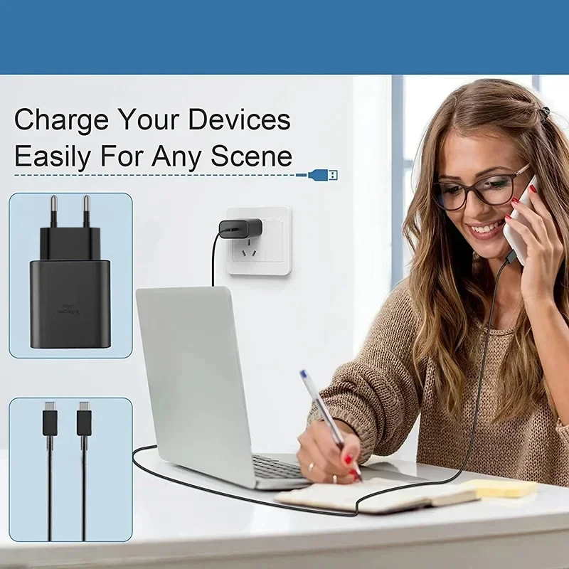 45w pd USB-C supers chn elles ladegerät für for samsung galaxy s25 s24 s23 ultra s22 s21 plus note 20 10 a55 a54 schnell lade typ c kabel – Detail 12