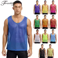 Mens Hollow Out Mesh Training Vest Team Sportswear Round Neck Sleeveless Tank Top for Basketball Gym Fitness Running Vests