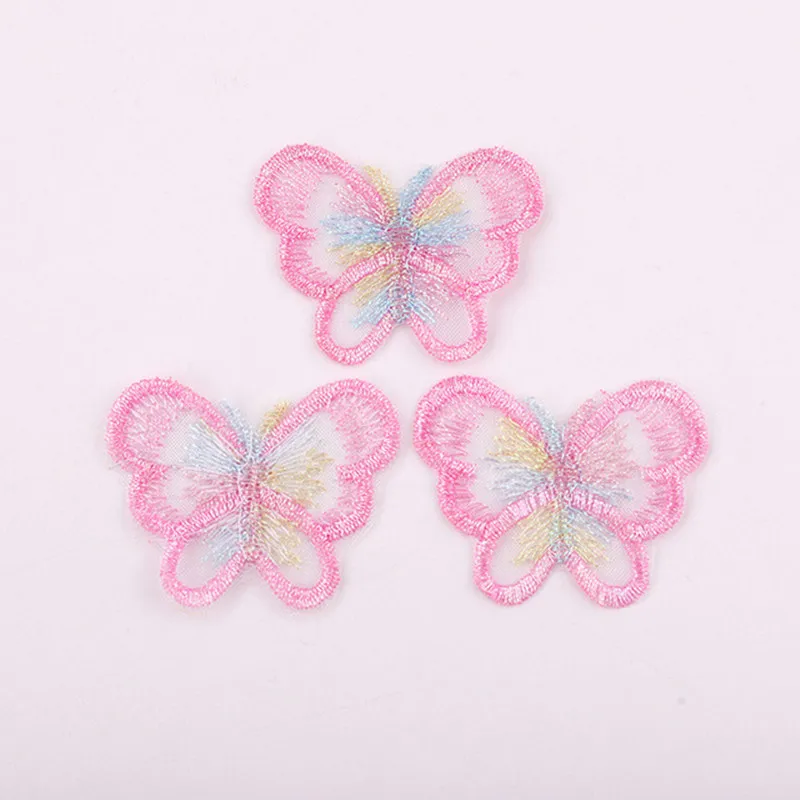 25pcs/lot 5*4cm Embroidered Organza Butterfly cloth patches Appliques for Clothes Sewing Supplies DIY Hair Clip Accessories