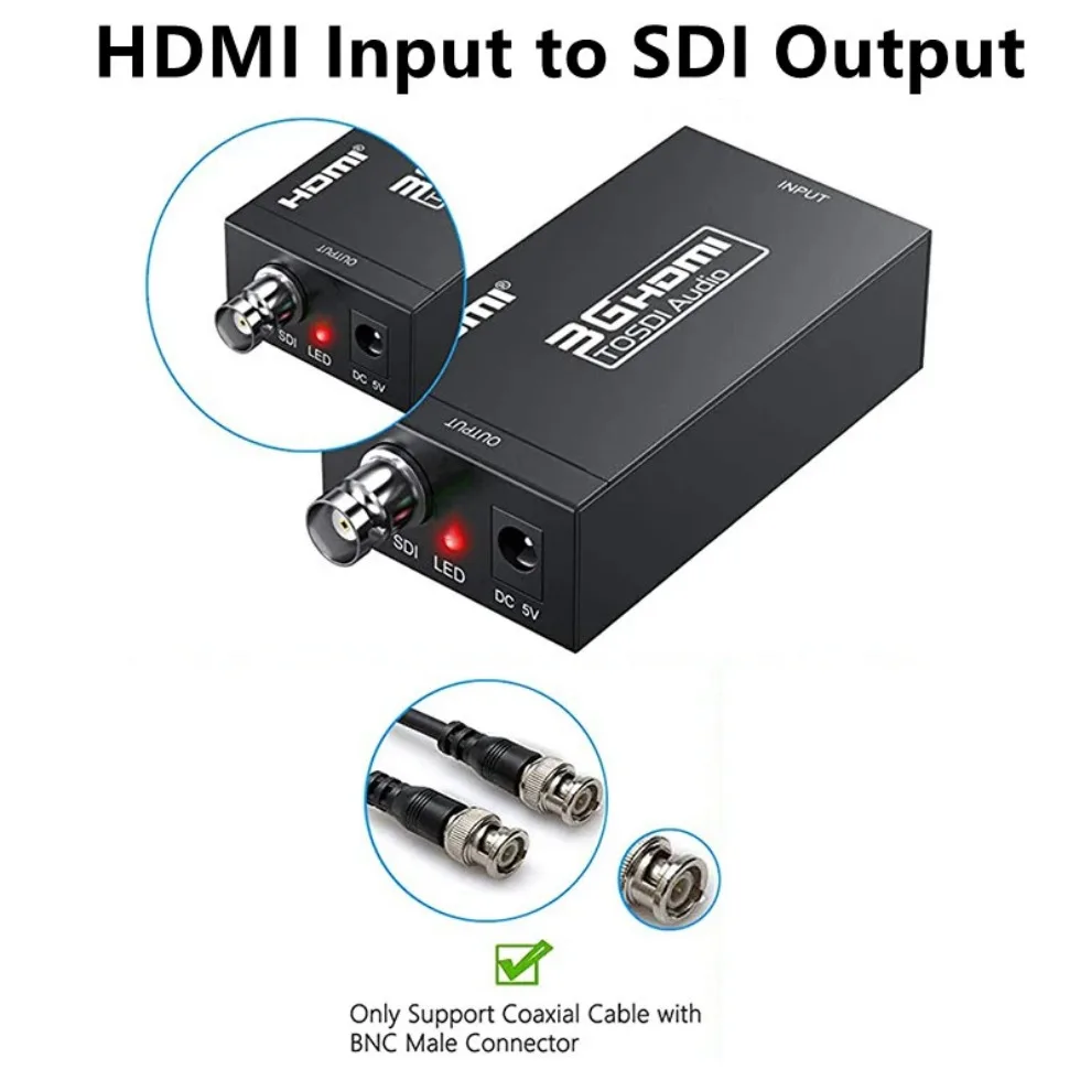 Konwerter 3G HDMI na SDI Adapter audio-wideo HDMI na SDI Adapter HD-SDI/3G-SDI Konwerter HDMI na BNC 1080P DAC do monitora HDTV