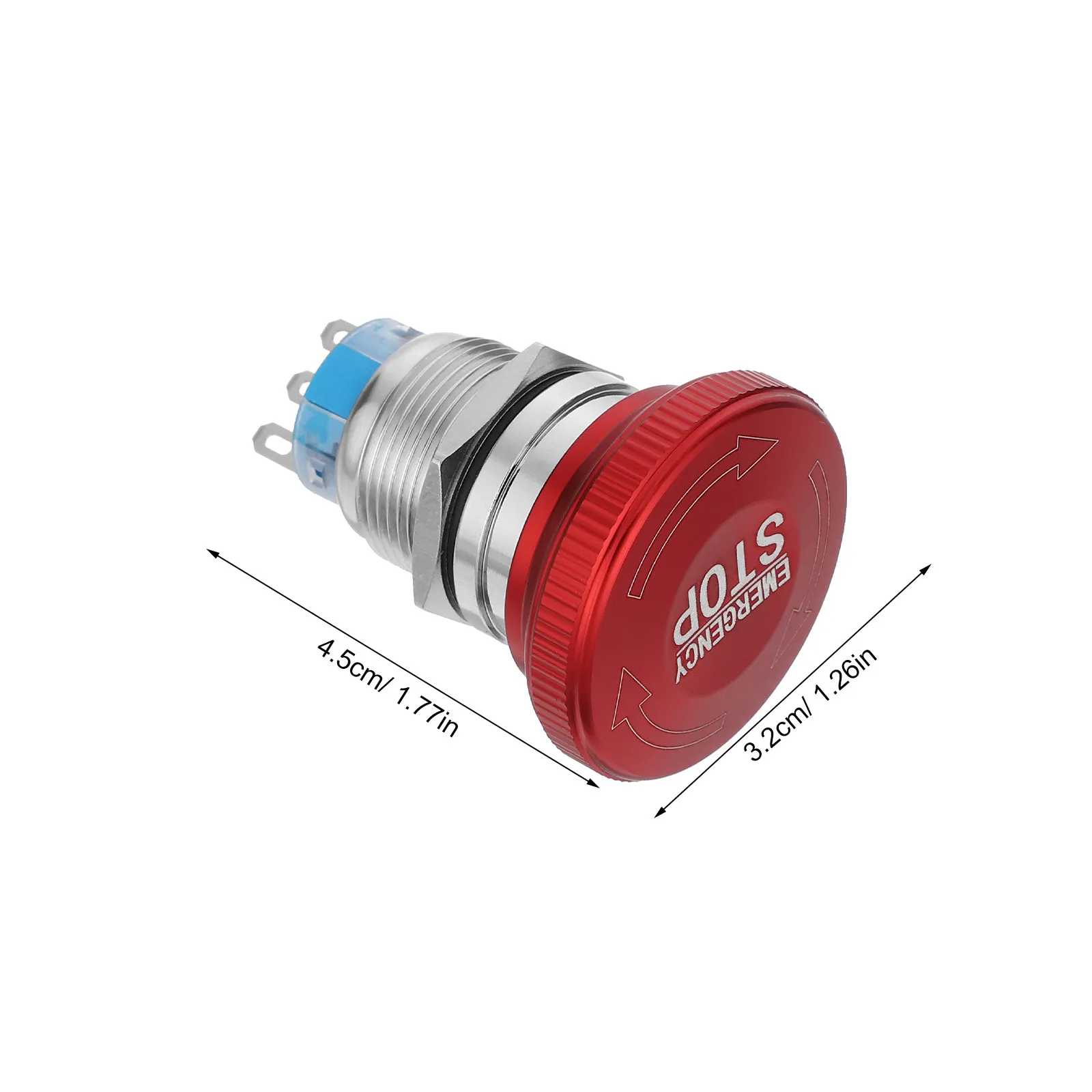 Metal Emergency Stop Button Push Switch 3Pin 19Mm IP65 Waterproof Mushroom Head Latching Twist Reset Spdt Normally Open Closed