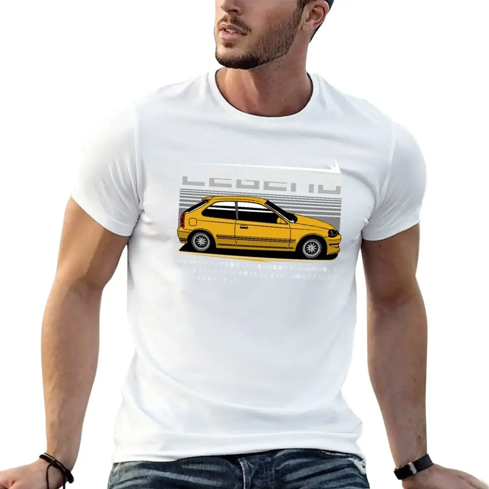 Yellow Civic Ek legend T-Shirt heavyweights aesthetic clothes mens graphic t-shirts pack Summer fashion New Arrival Cotton Short