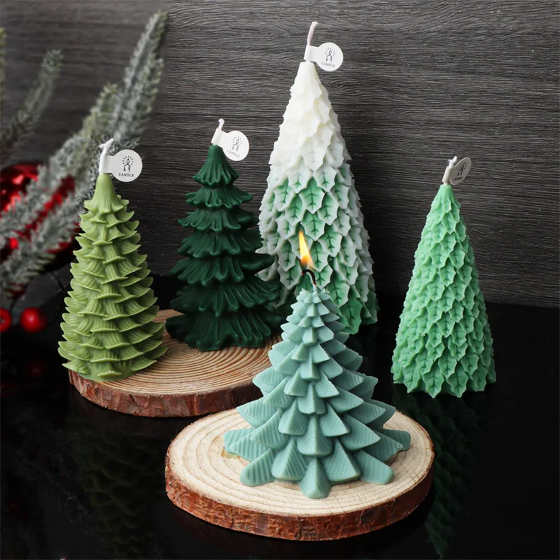 3D Christmas Tree Candle Molds Silicone Pine Tree Silicone Mold for Epoxy Resin Casting DIY Festive Aromatherapy Candle Supplies