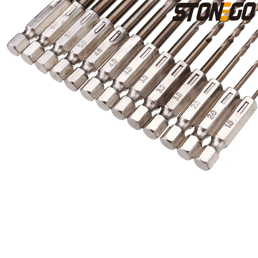 Imagem -04 - Conjunto de Broca da Torção do Cobalto Hss-co de Stonego 13 Peças M35 Escala de 1.56.5 mm Polegada Hex Shank