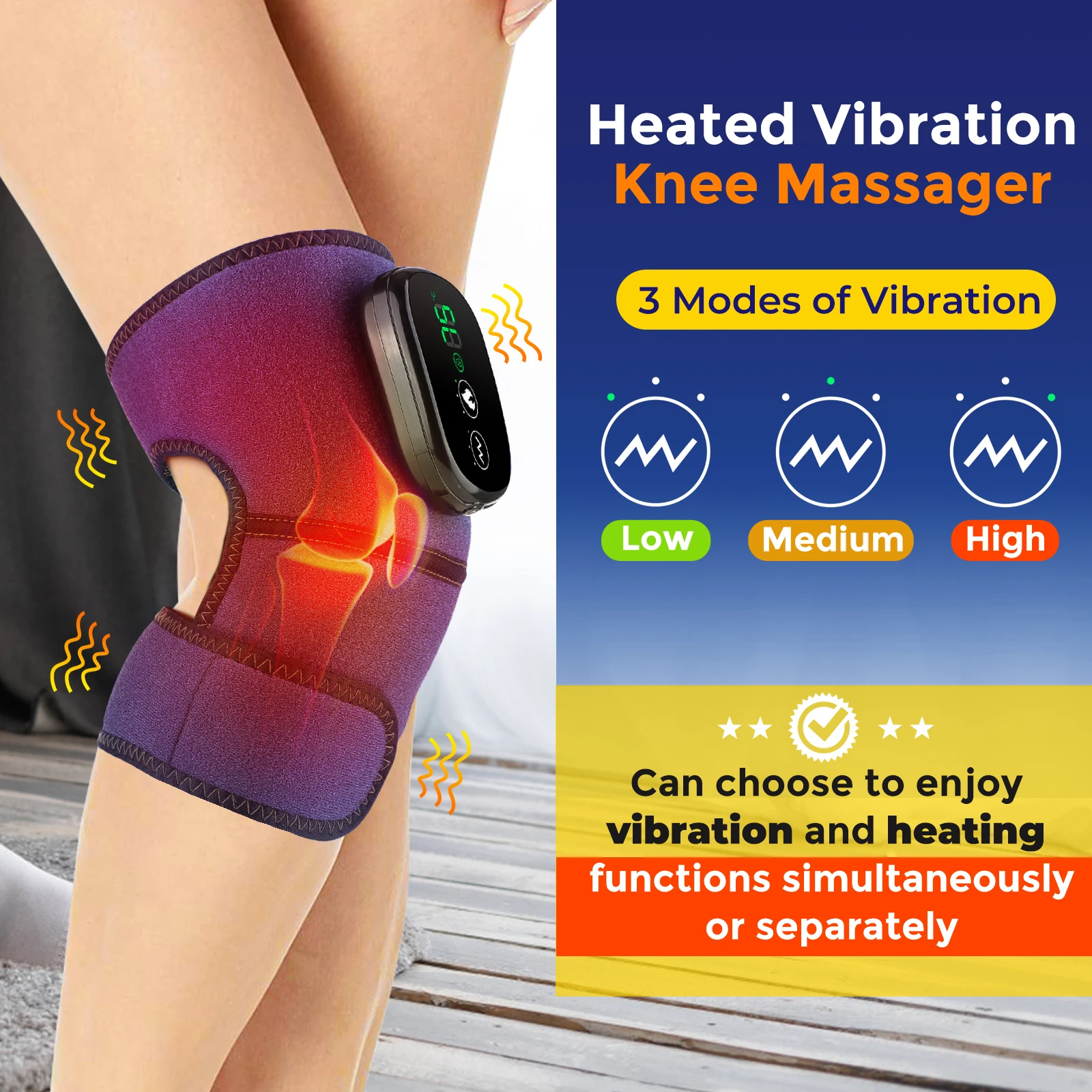 Wireless Red Light Knee Pad Infrared Heating Massage Knee Joint Vibration Massager Shoulder and Elbow Brace