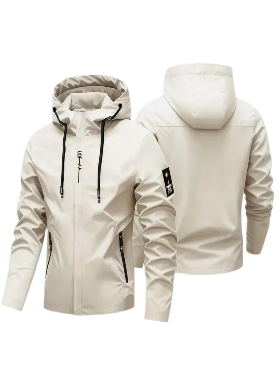 Men's Lightweight Hooded Windbreaker Jacket Casual Water Resistant Outdoor Sports Coat Dark Blue Daily Travel Hoodie Outerwear