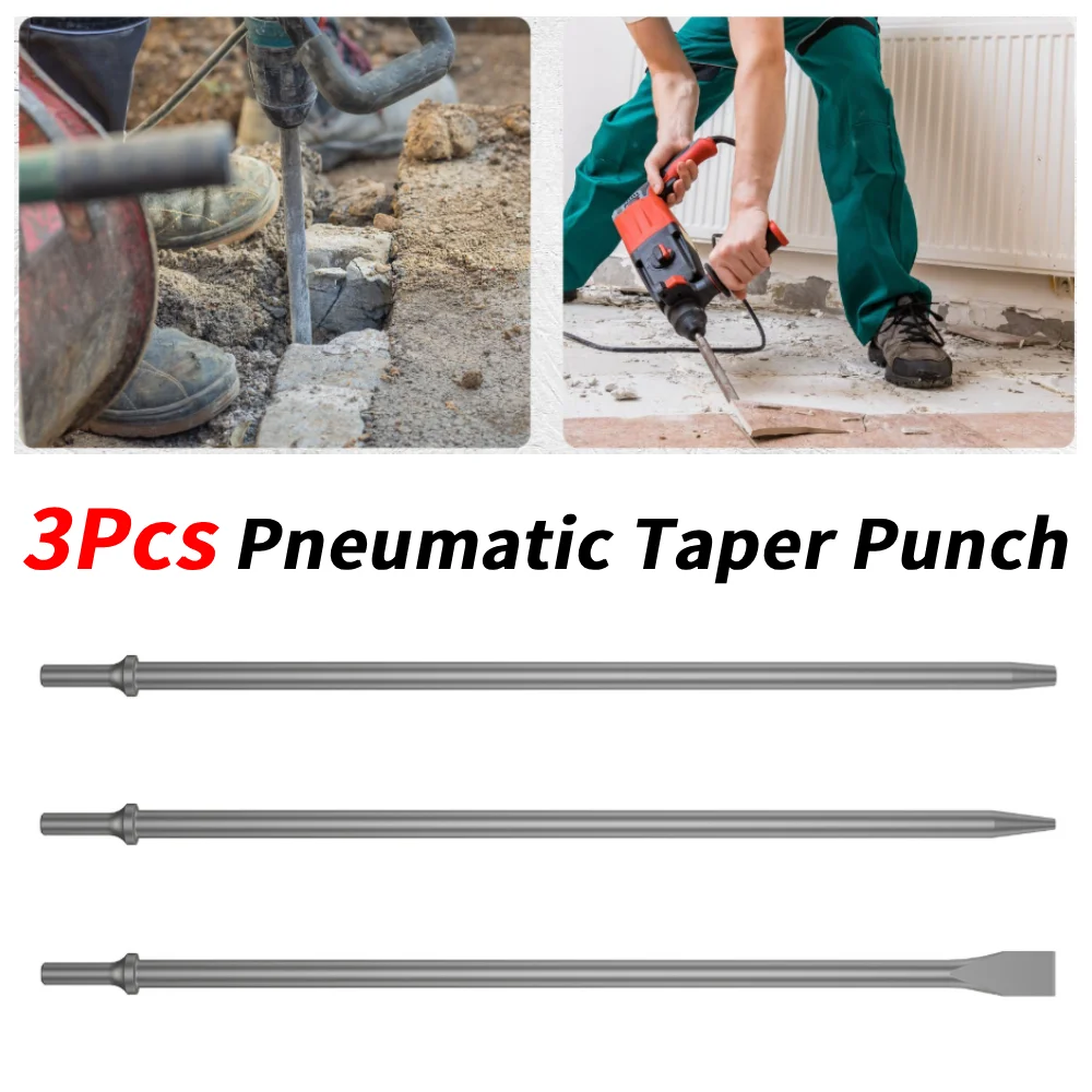 

3 шт. пневматический конический пробойник из углеродистой стали, сверхмощный набор долот для воздуха и холода для разборки шлицевой передачи для бетона, мрамора