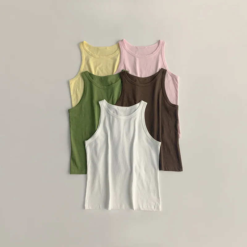 

Withered Fresh Candy Color Summer Bamboo Cotton Soft And Lightweight Shoulder Digging Sleeveless Straight Tube Vest Summer New
