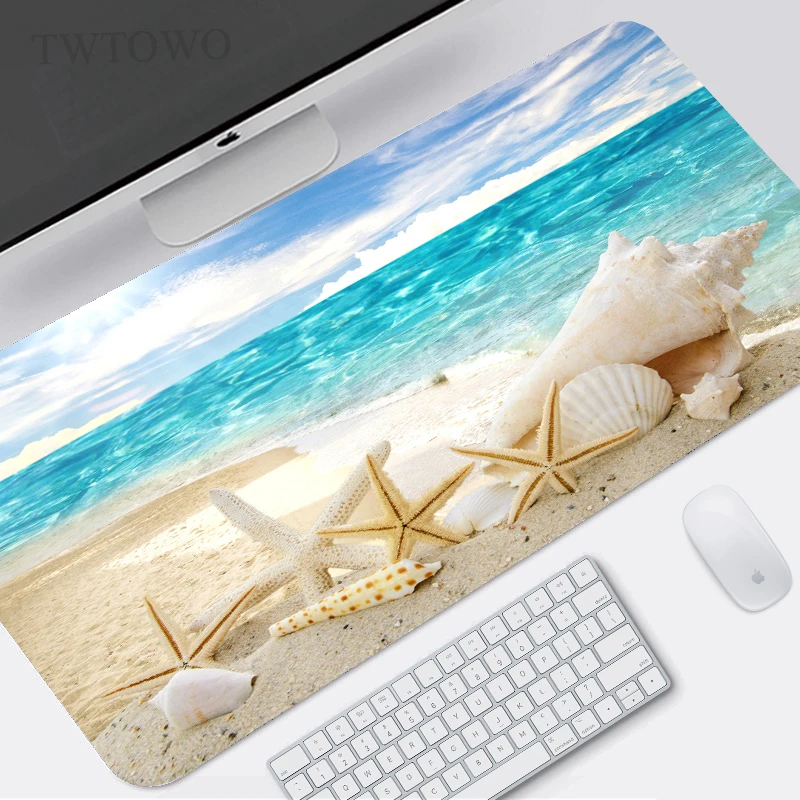 Podkładka pod mysz Blue Sky Beach Gaming XL Nowa, duża, personalizowana podkładka HD XXL Mata pod mysz biurowa z naturalnej gumy, miękka, antypoślizgowa, do laptopa — zdjęcie produktu 3