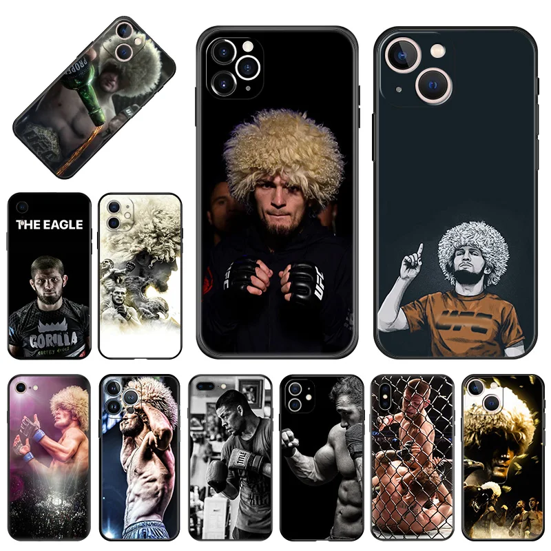 Soft Phone Cases For iPhone 15Pro 14 13 Pro Max 12 11 Mini 7 8 15 Plus SE XS X XR Luxury kHabib Nurmagomedov Black Matte Cover