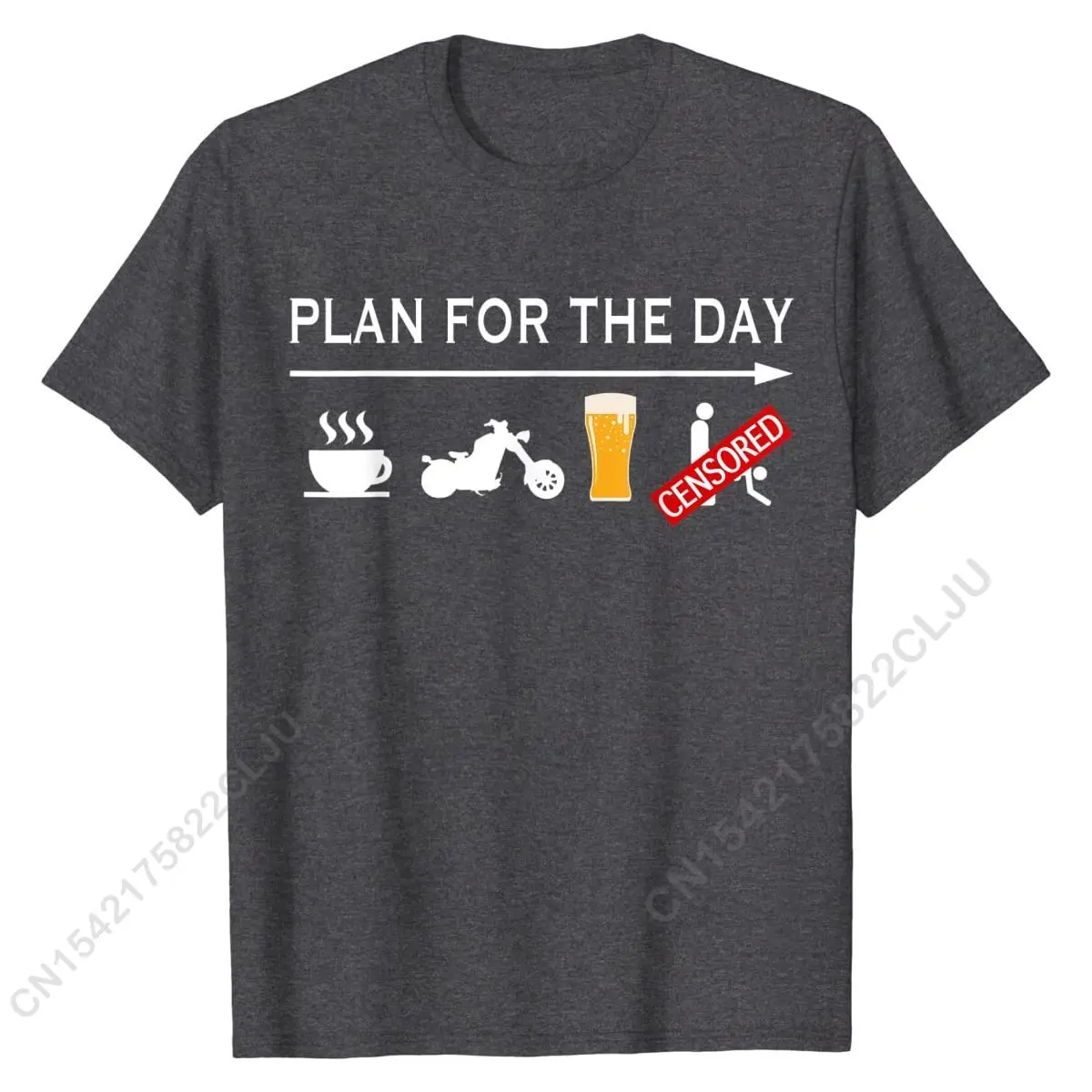 Motorcycle Biker T-Shirt Men Plan For The Day Adult Humor Tee Comics Cotton Student T Shirt Printing Fashionable Top T-shirts