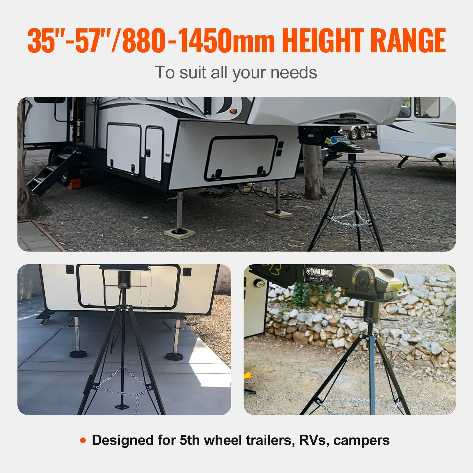 

5th Wheel Tripod Stabilizer, 5000 LBS Load Capacity Tripod Fifth Wheel Stabilizer, 35"-57" Adjustable Height RV Gooseneck