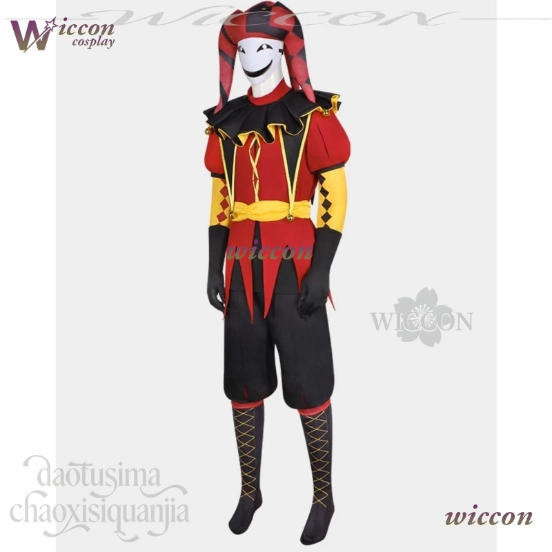 iesq/ The Freakak Game Circusus Cosplay Pierrotot Costume Red Black Horror Clown Uniform 3D Polylactic Acid Mask Wigs Halloween view 5
