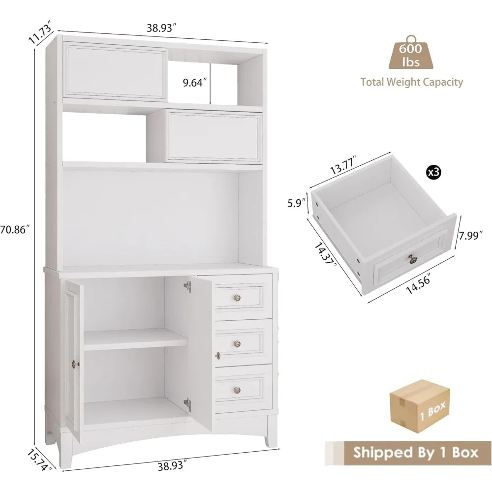 71 خزانة مخزن بيضاء للمزرعة مع محطة شحن، وحدة تخزين من 4 أنواع وتصميم مضاد للطرف، وخزانة مطبخ مع رف قابل للتعديل