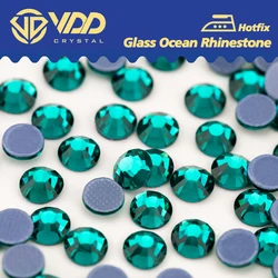 VDD 02 Blue Zircon Crystal Rhinestones Flatback Hotfix Iron On Strass Glitter Stones Fabric Clothes Decorations