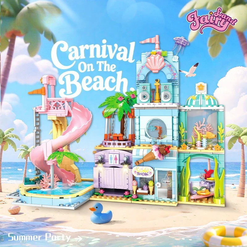 

Водная вечеринка, модель морской виллы, строительные блоки, игрушки для сборки дома для девочек, подарки